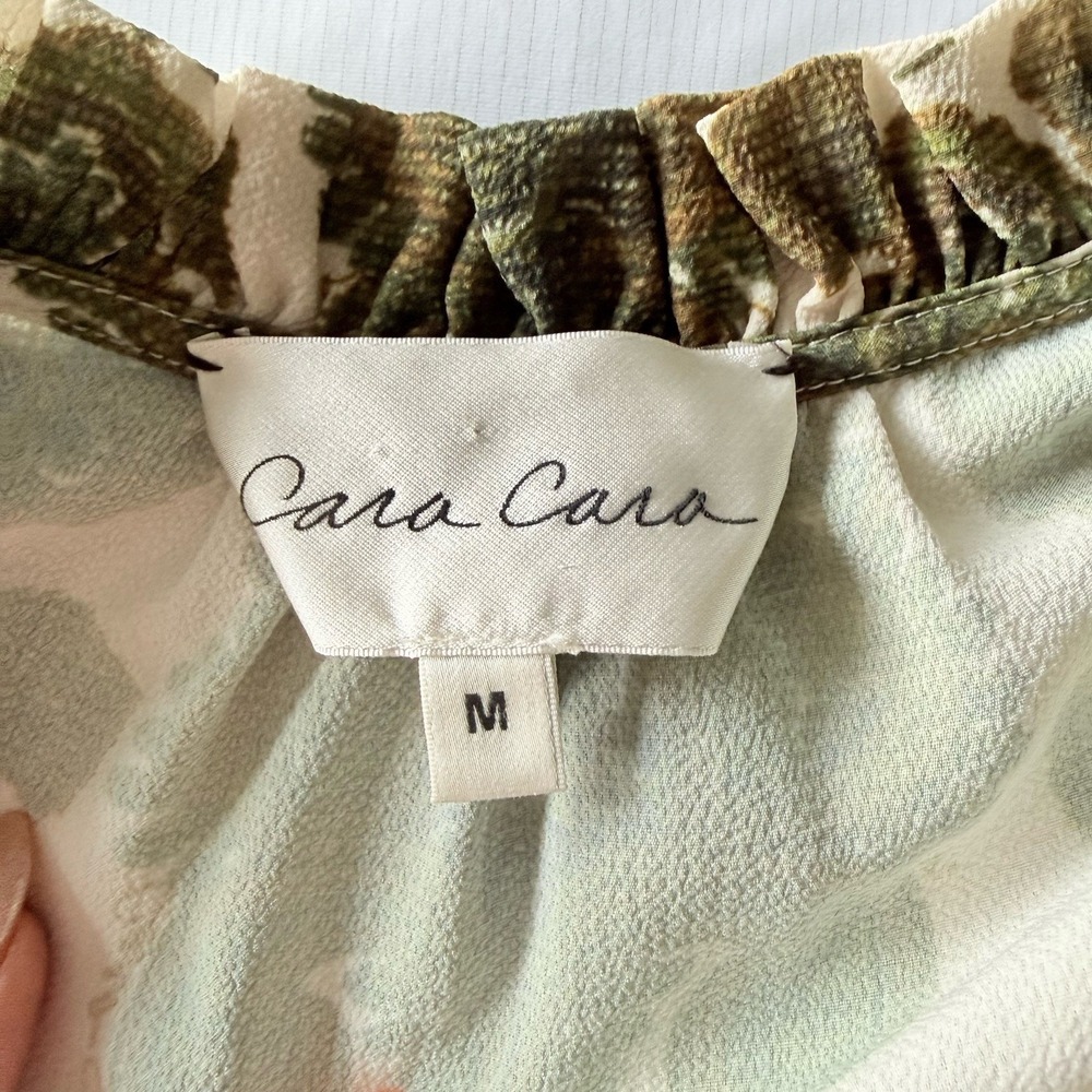 Cara Cara Tanglewood Dress Green Paisley Ruffled Neckline Drawstring Waist M - Picture 6 of 8